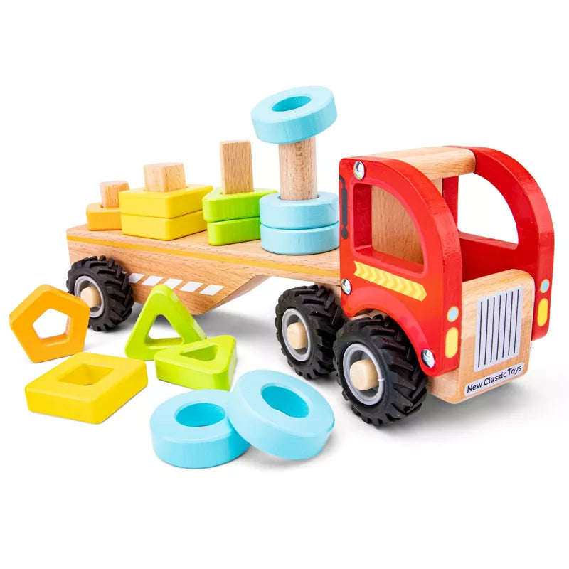 New Classic Toys Wooden Truck with Shapes with blocks and shapes.