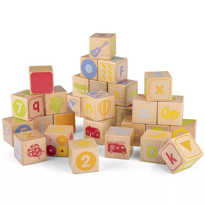 An educational toy stack of ABC Wooden Blocks, providing early learning fun.