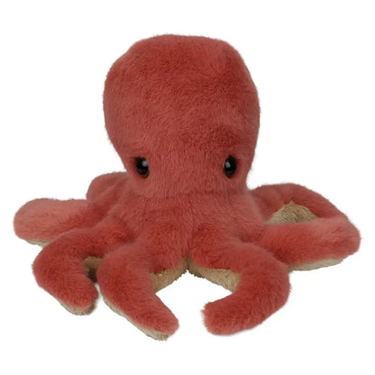 The Wilberry Water Wonders Octopus Soft Toy has eight legs, soft pink fur, and shiny black eyes. Cute and cuddly, it makes a perfect baby gift and is photographed against a plain white background.