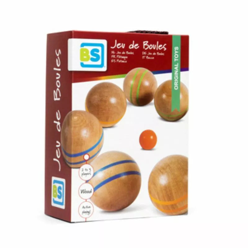 A Buitenspeel Boules Garden Game set with different shapes and sizes.