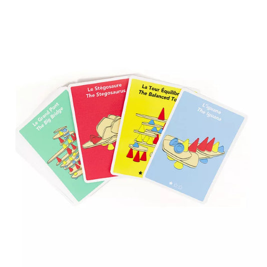 A set of four Piks Construction Creative Cards for children on a white background.