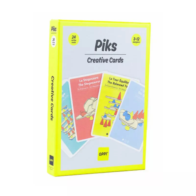 A box of Piks Construction Creative Cards with the word "Piks" on it.
