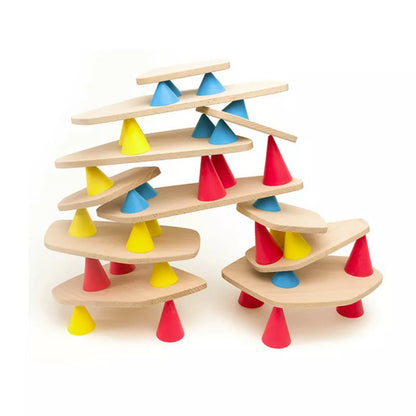 A stack of Piks Construction Medium Kits with different colored cones.