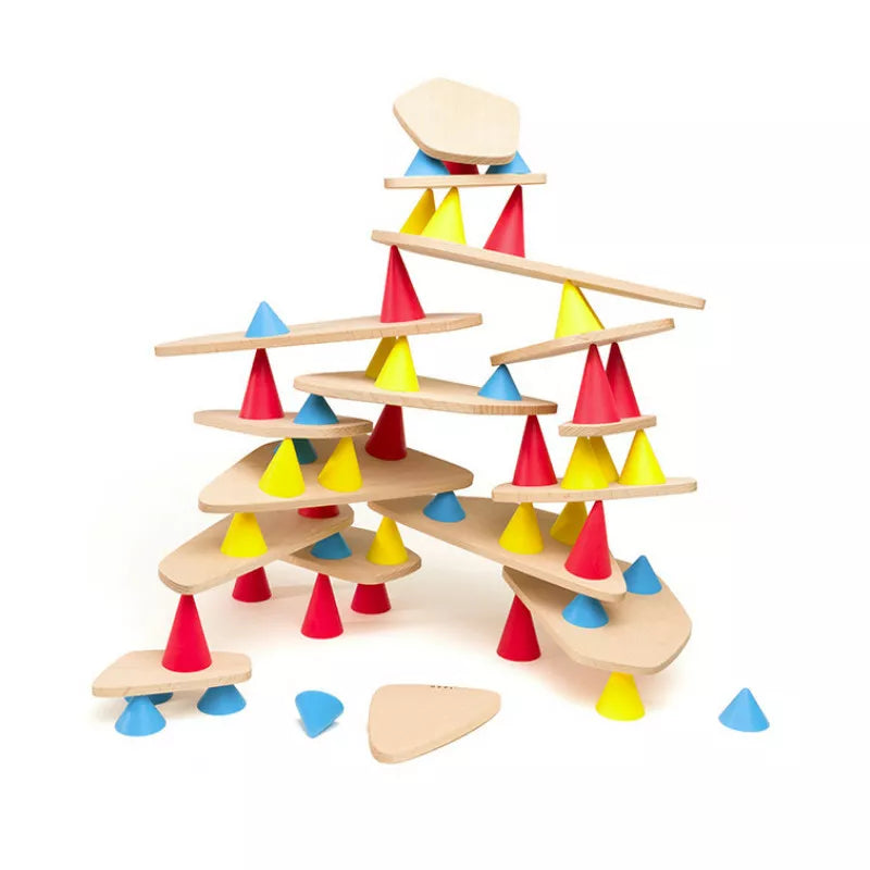 A stack of Piks Construction Big Kit – 64 pieces with different colored cones.