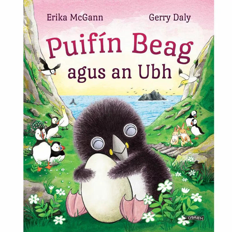 Puifín Beag agus an Ubh illustrated book.