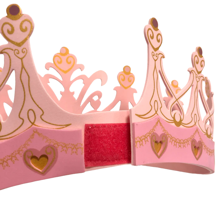 A pink tiara with gold hearts on it, part of the Liontouch Queen Rosa Set Sword, Shield, Crown AS SEEN ON THE LATE LATE TOY SHOW accessory set.