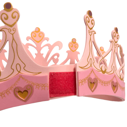 A pink tiara with gold hearts on it, part of the Liontouch Queen Rosa Set Sword, Shield, Crown AS SEEN ON THE LATE LATE TOY SHOW accessory set.