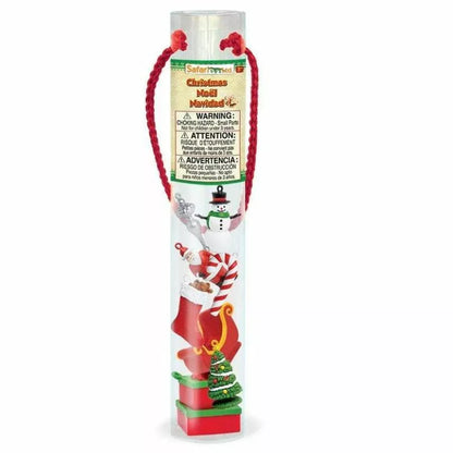 A festive TOOBS® Figurines Christmas - a plastic tube with a Santa hat on it.