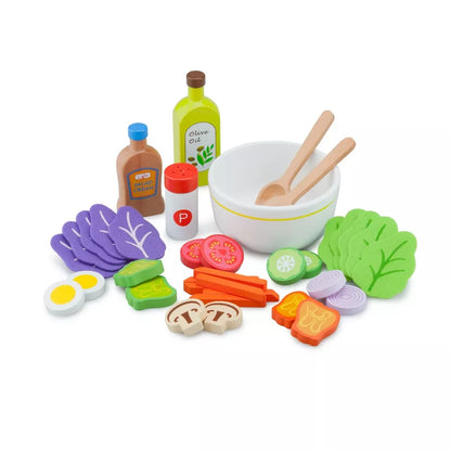 New Classic Toys Salad Set Pretend Playfood with a bowl of vegetables.