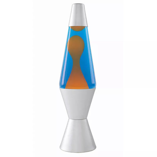 A classic Lava Lamp (Orange/Blue) 14.5" designed for sensory stimulation, featuring blue liquid and orange lava, set against a white background.