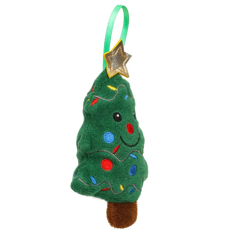 The Christmas Tree Finger Puppet Decoration from The Puppet Company features a plush design with a smiling face, colorful decorations, a gold star on top, and a green ribbon loop for hanging—making this charming ornament the perfect way to add festive cheer to any space.