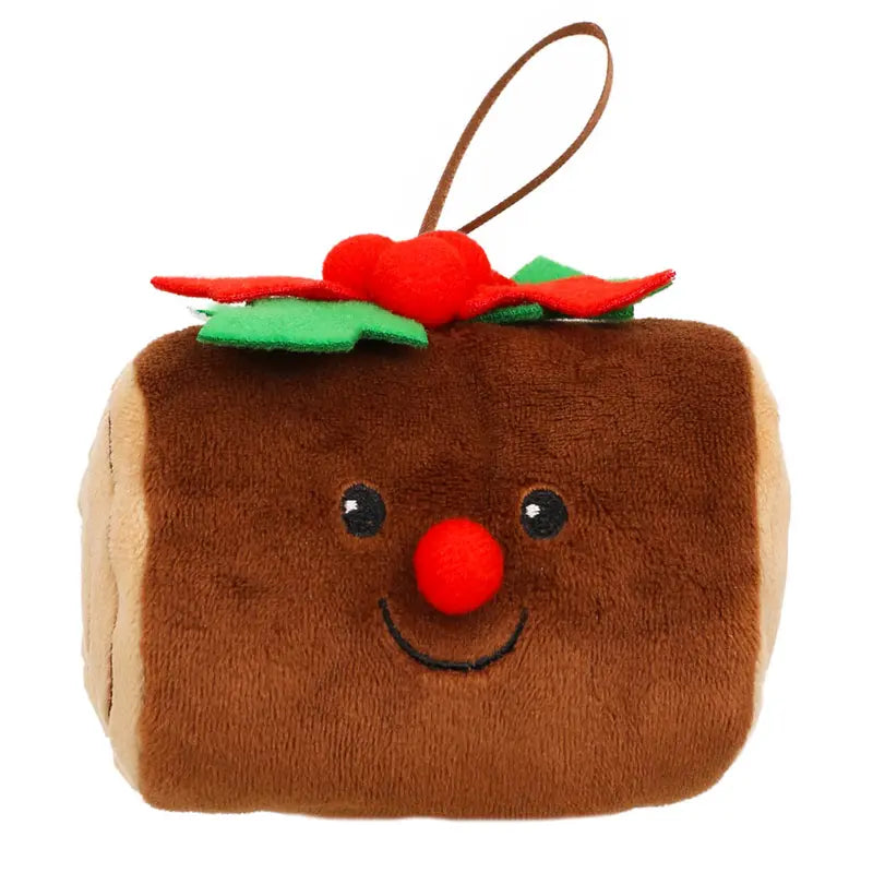 Introducing the Yule Log Finger Puppet Decoration: a charming plush toy designed to look like a festive yule log, complete with a smiling face and delightful details. With its brown loop for hanging, this adorable ornament makes a perfect Christmas tree decoration and doubles as an imaginative finger puppet for creative play.