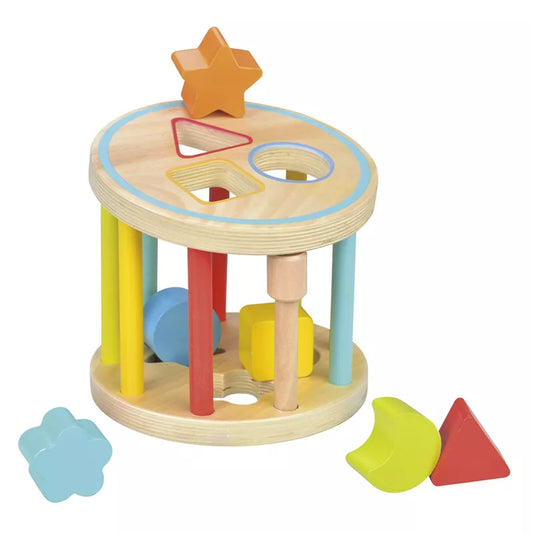 A New Classic Toys Shape Sorter Cage with chunky shapes and colorful stars, perfect for children.