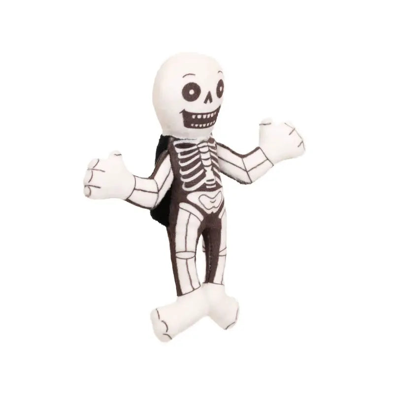 The Skeleton Finger Puppet Decoration is a whimsical plush toy shaped like a smiling skeleton, featuring cartoonish details such as big eyes and outlined bones. Perfect for Halloween, this delightful finger puppet adds spooky fun and creativity to your decorations or imaginative play, making any celebration extra festive. Displayed against a white background, it’s an ideal choice for playful holiday spirit.