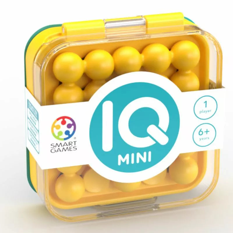 SmartGames IQ Mini Yellow - a brain-teaser puzzle game with yellow balls in a box.