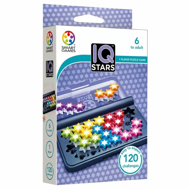 SmartGames IQ Stars is a challenging game that features 120 puzzle pieces.
