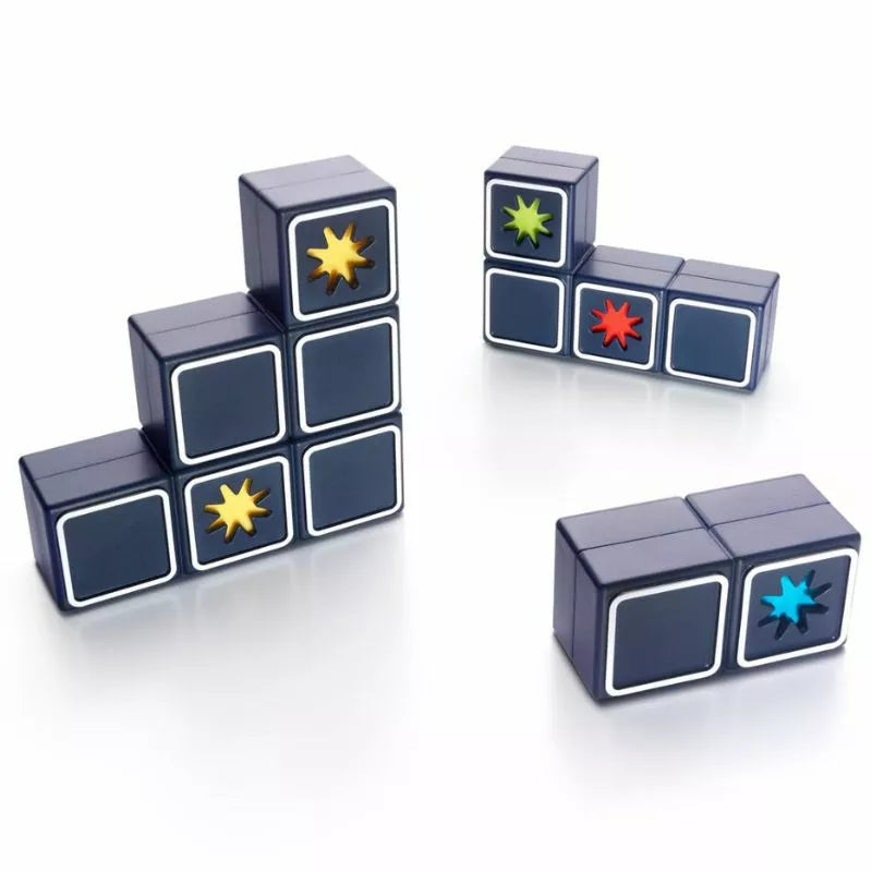 A set of SmartGames Shooting Stars cubes with shooting stars on them.