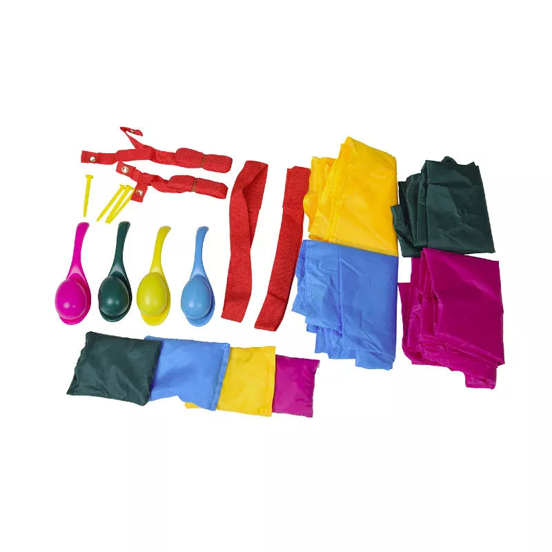 A Sports Day Set with different colored items on a white background.