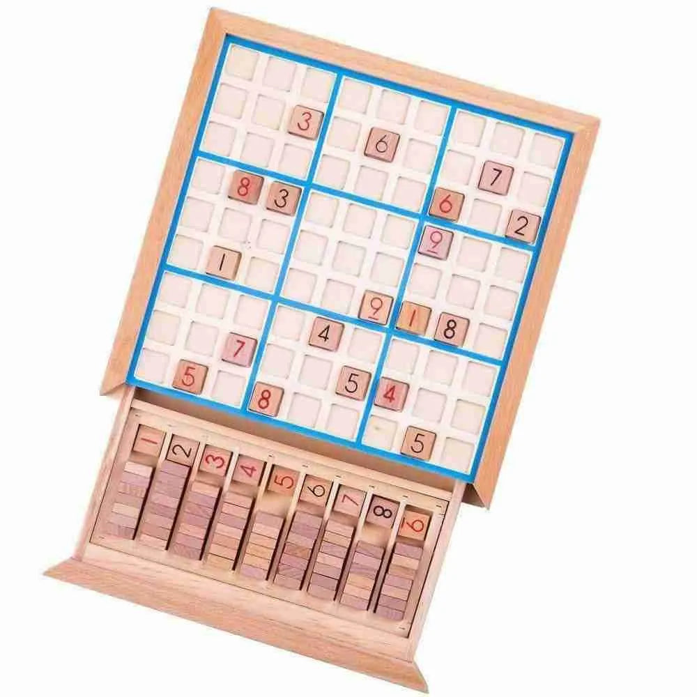 A Bigjigs Sudoku Game with numbers and numbers on it.
