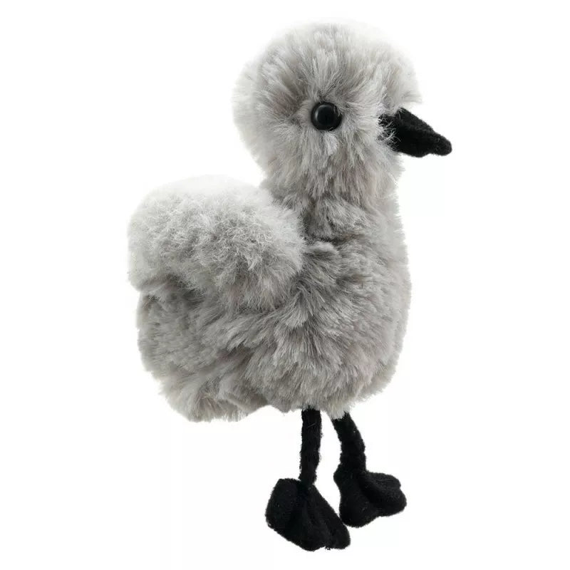 A Flamingo Chick Finger Puppet, sized for children or adults’ fingers. Soft padded body, with realistic colours.