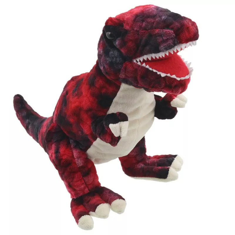 A Dinosaur Hand Puppet, shaped like a Baby T-Rex, mouth moving.