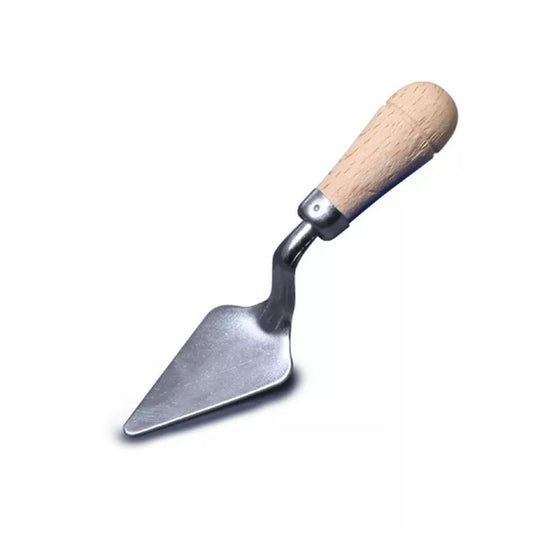 a Teifoc Trowel with a wooden handle on a white background.