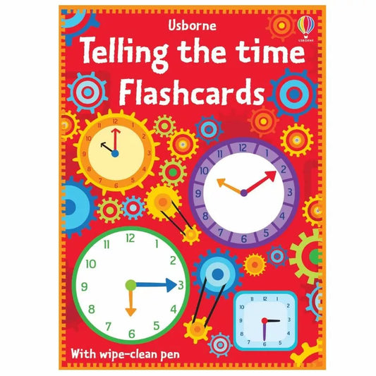 Wipe-clean Usborne Telling the Time Flashcards.