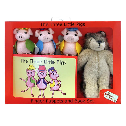 The Puppet Company Finger Puppet Story Set The Three Little Pigs animates the classic tale with colorful finger puppets of the three pigs and the wolf, making it ideal for captivating storytelling sessions. This charming set also comes with a beautifully illustrated book designed to spark children's imaginations.