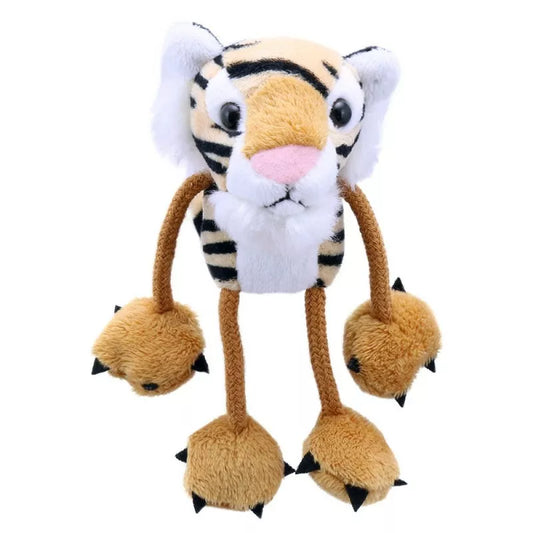 A Finger Puppet Tiger, sized for children or adults’ fingers. Soft padded body, with realistic colours.