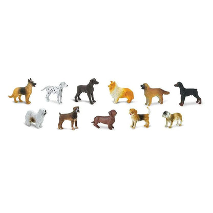A group of Safari Ltd TOOBS® Figurines Dogs standing next to each other.