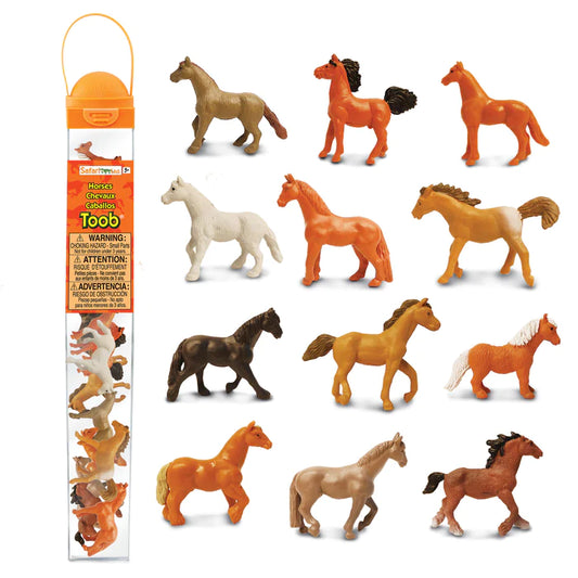 a group of TOOBS® Figurines Horses in a plastic bag.