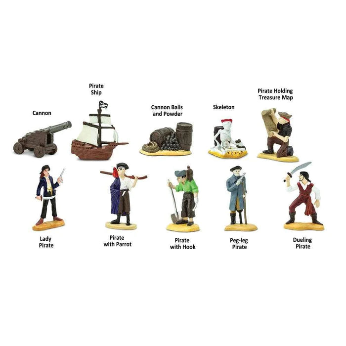A bunch of TOOBS® Figurines Pirates that are on a table.
