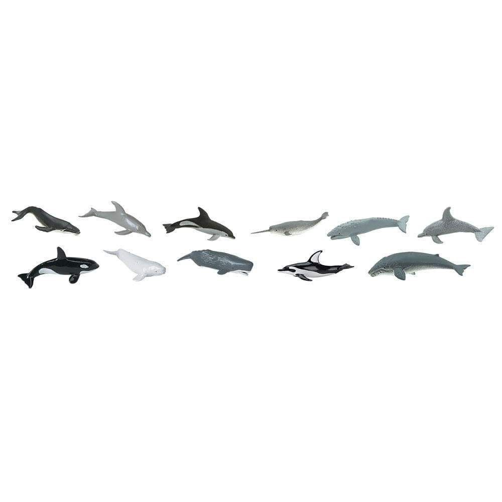 a group of TOOBS® Figurines Whales & Dolphins on a white background.