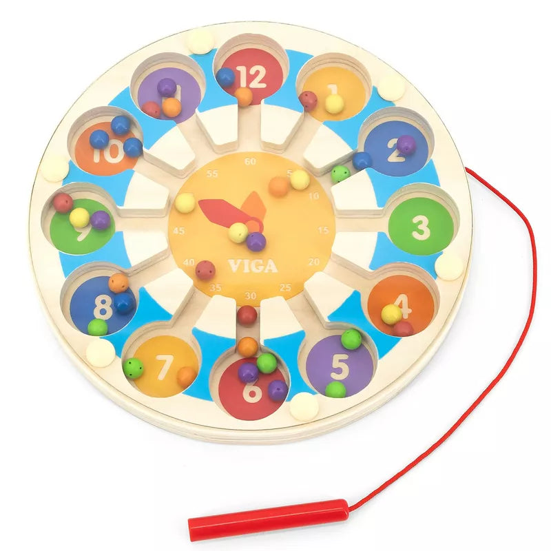 A New Classic Toys Magnetic Bead Trace Clock with numbers and numbers on it.