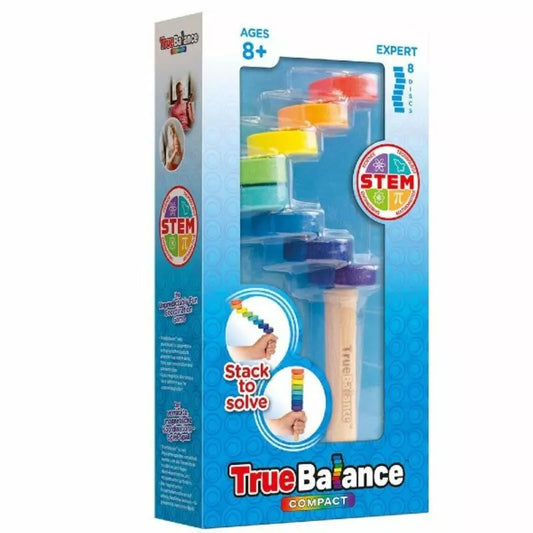 a package of the TrueBalance Compact (8 discs) toy with a toy in it from SmartGames.