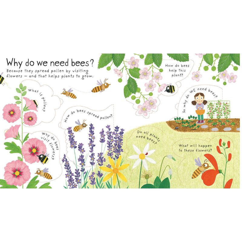 Usborne Lift-the-flap First Questions and Answers: Why do we need bees?" is an engaging lift-the-flap book that explores the vital role of bees in our ecosystem.