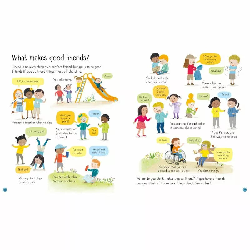 What makes a good friend? Usborne All about Friends and types of friendships.