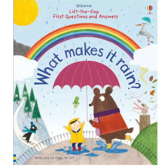 This Usborne Lift-the-flap First Questions and Answers book explores the fascinating phenomenon of rain and delves into what creates weather.