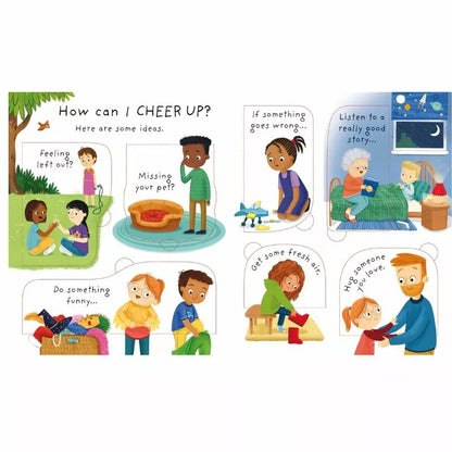 Explore the world of emotions through Usborne Lift-the-flap Very First Questions and Answers: Why do I (sometimes) feel sad?, an illustrated children's book that teaches how to cheer up.
