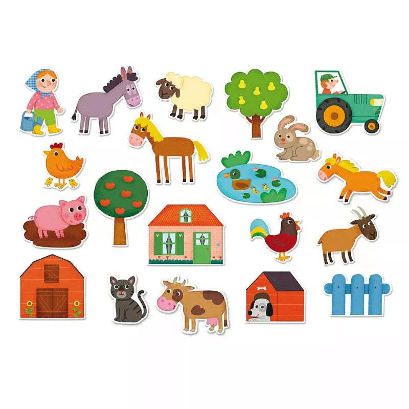 The Vilac Farm magnets on a white background.
