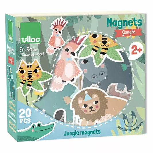 a set of Vilac Jungle Magnets with animals in the jungle.