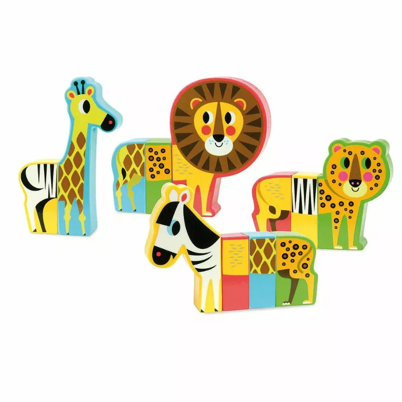 a Vilac Magnetic Savannah Animals Set with giraffes, zebras and elephants.