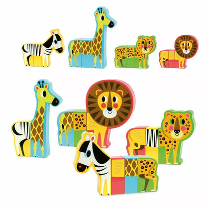 a Vilac Magnetic Savannah Animals Set with giraffes, elephants and zebras.