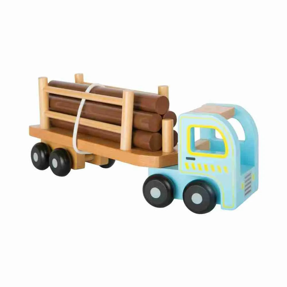 A Wood Transporter with logs on the back.
