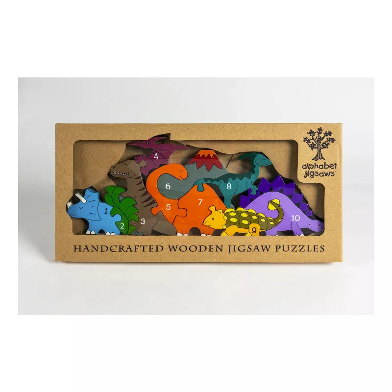 A box of Alphabet Jigsaws Number Row Dino wooden jigsaw puzzles from Alphabet Jigsaws.