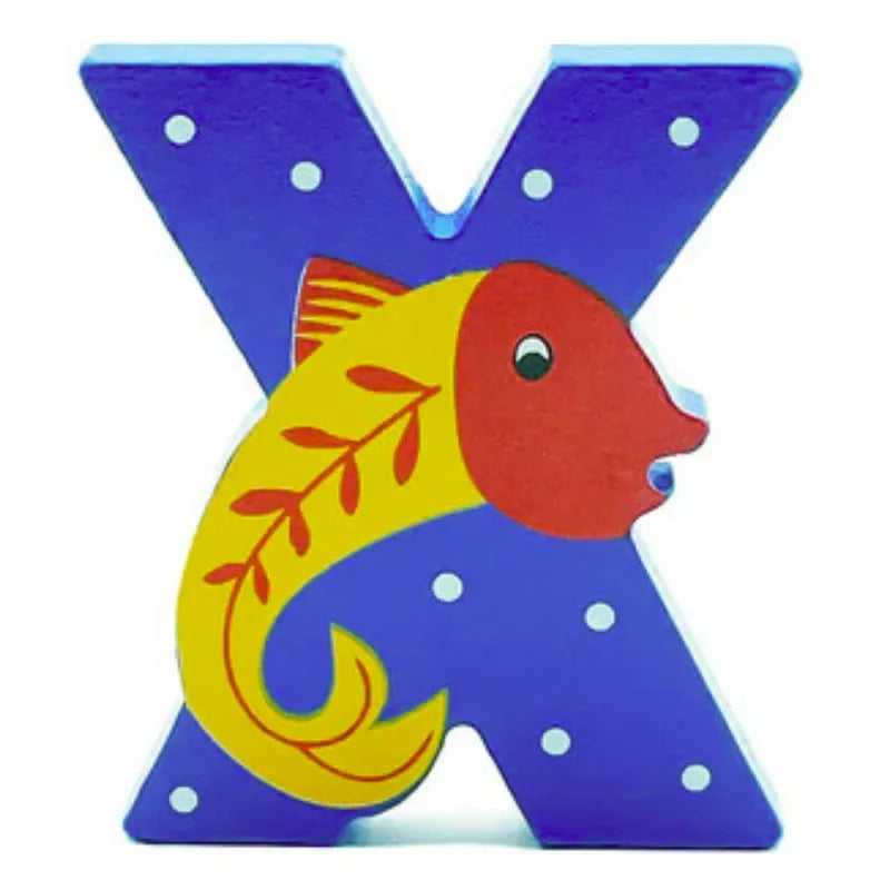 A Wooden Letter Animal – X with a fish on it.