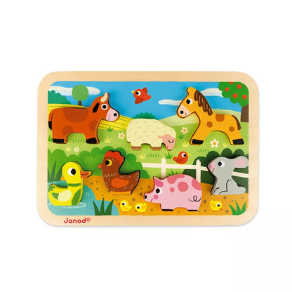 A Janod Farm Chunky Puzzle with farm animals and farm animals.