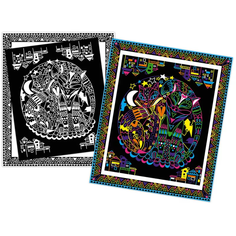 Two different designs on Janod Animal Coloring Boards and Markers with a black and white background.