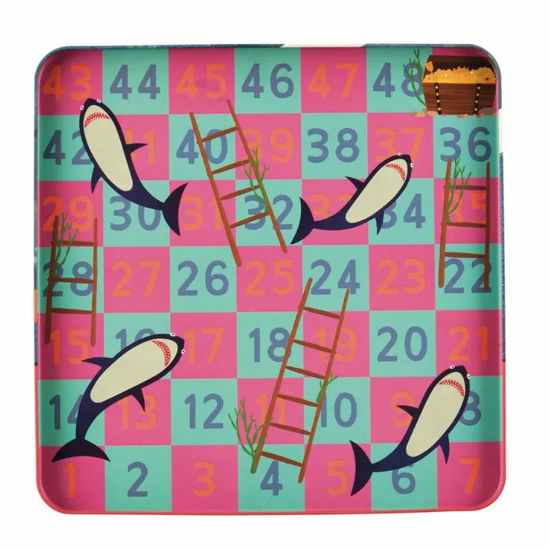 A Floss & Rock Magnetic Fun & Games Deep Sea tray with a ladder and a shark on it.