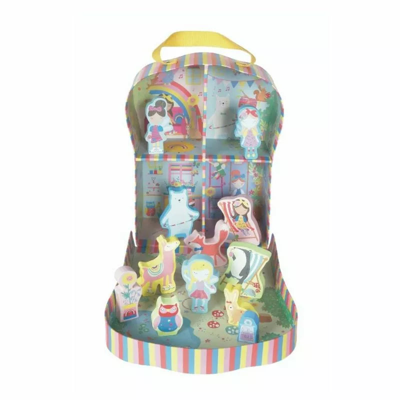 a Floss & Rock Rainbow Fairy Playbox with fairies and rainbows on it.